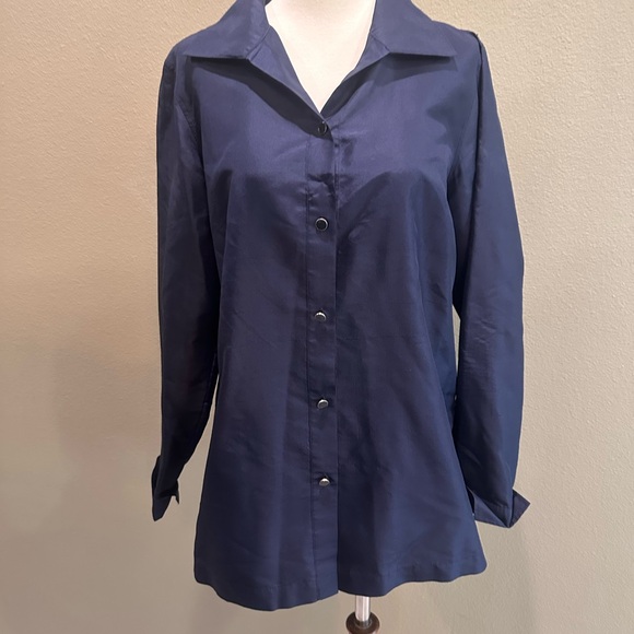 Talbots Midnight Blue Button Down Shirt - Picture 4 of 14